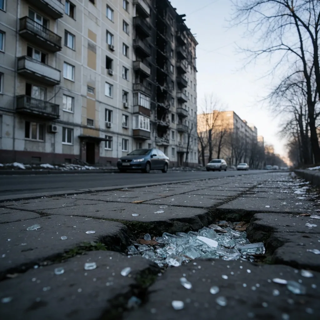 Edificio residencial en Kyiv con daños estructurales tras el ataque aéreo