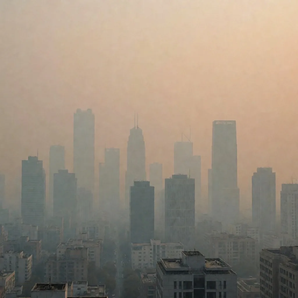 Ciudad cubierta por bruma de humo forestal