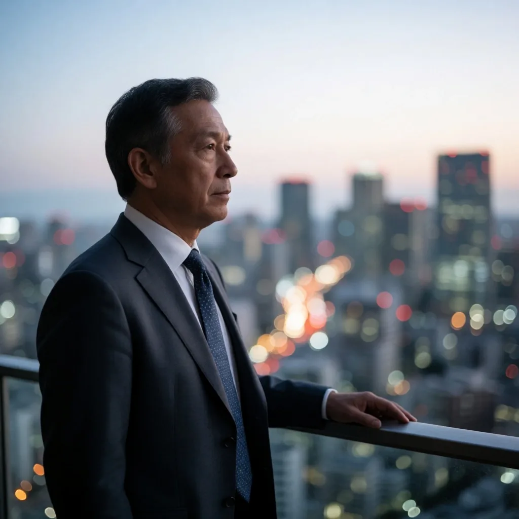 Distrito financiero de Tokio al atardecer
