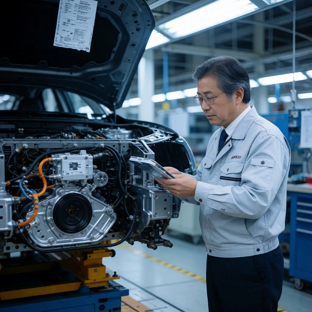 Línea de ensamblaje en una fábrica automotriz japonesa