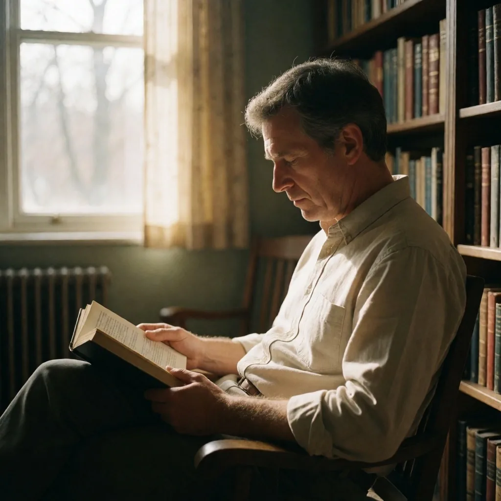 Hombre leyendo junto a una ventana