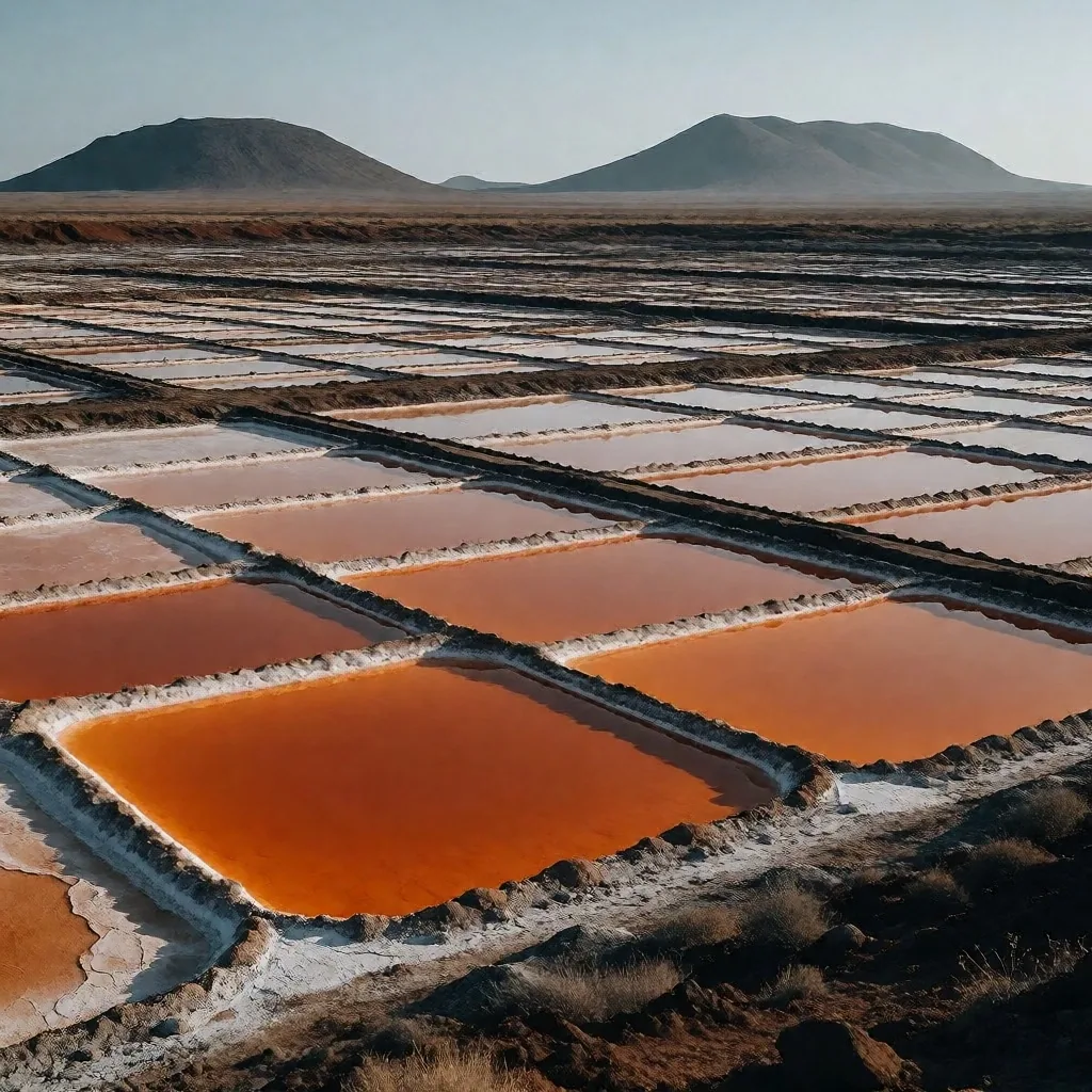Piscinas de evaporación de carbonato de sodio en el Lago Magadi, Kenia