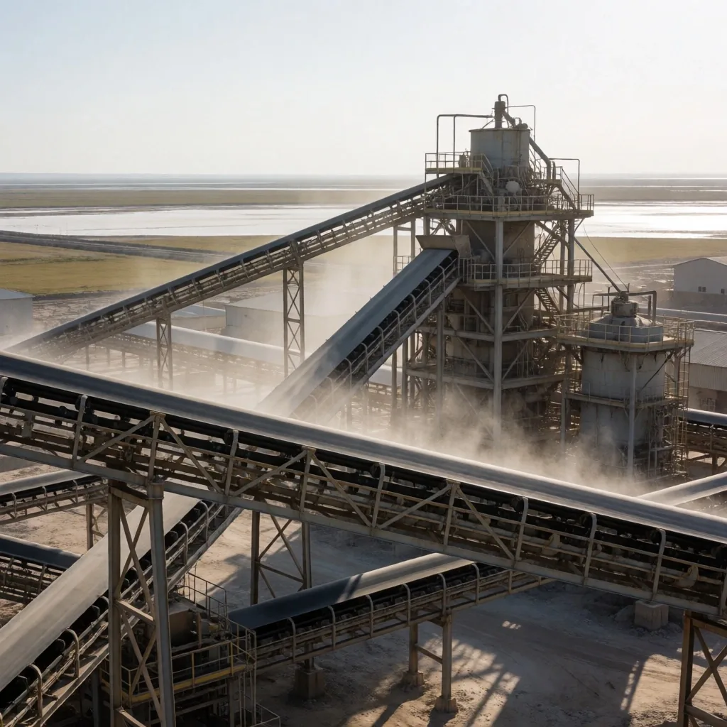 Planta industrial de procesamiento químico junto al Lago Magadi en Kenia