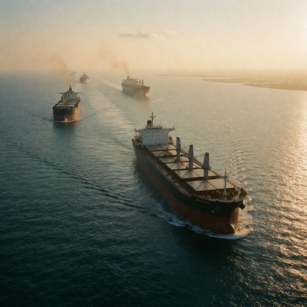 Barcos comerciales en el Estrecho de Ormuz