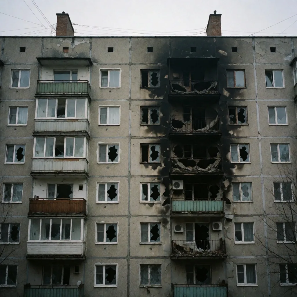 Edificio residencial afectado en Kyiv